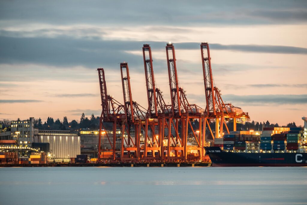 Cargo Containers Crane in the Harbor